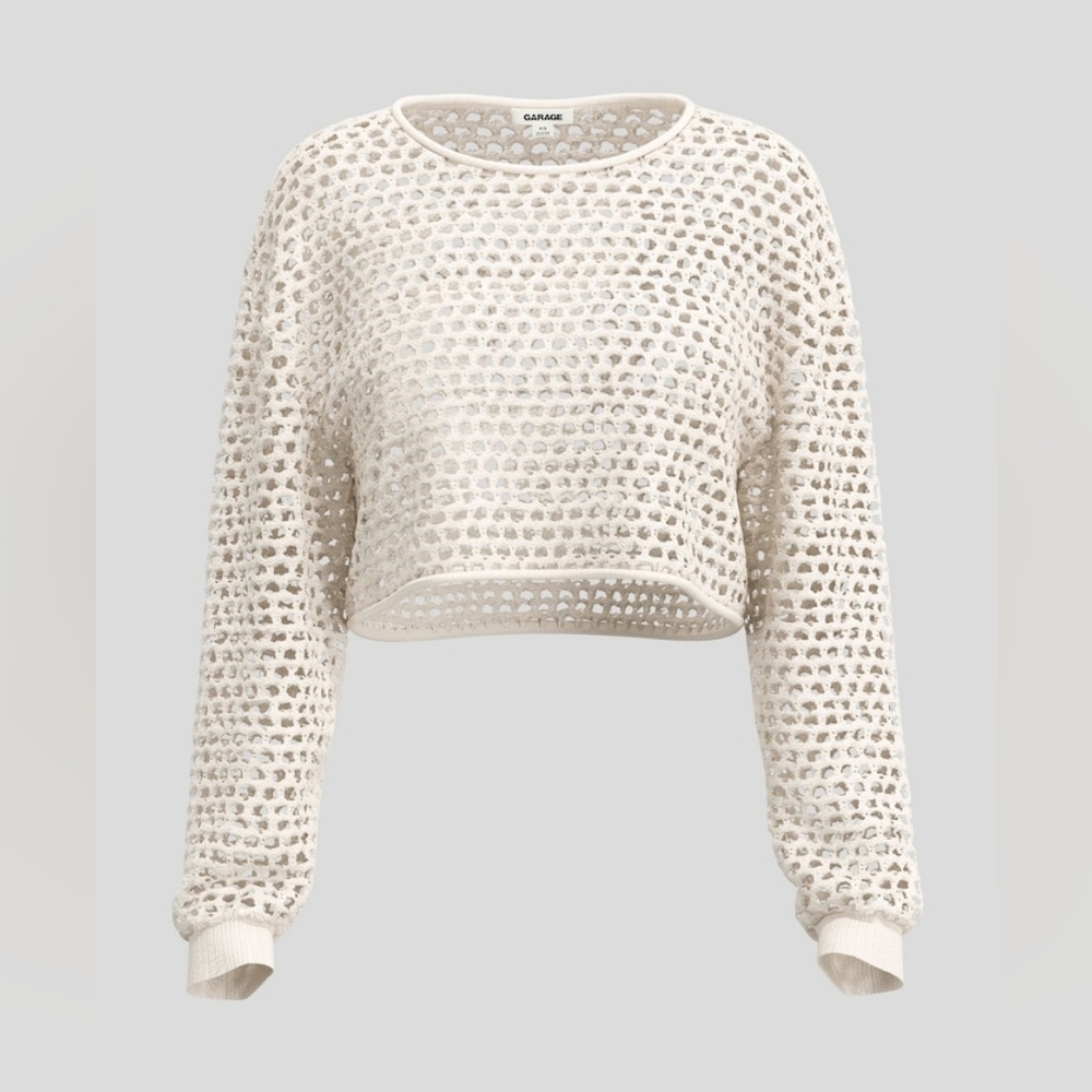 Garage Cream Knit Open-Weave Top
